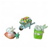 3 Spring Rabbit Trinket Boxes