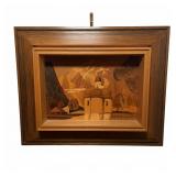 Karl Heinisch Wood Marquetry Chapel Scene