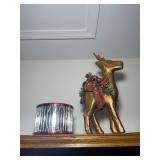 Gold Paper Mï¿½chï¿½ Reindeer & Drum Decor