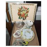 Decorative Plate, Glassware & Floral Art Asss
