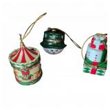 3 Christmas Ornaments Trinket Boxes Set
