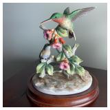 Porcelain Hummingbird & Flower Sculpture