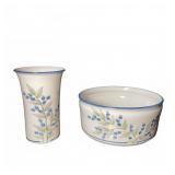 Onion Stoneware 1983 Vase & Bowl Set