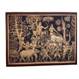 Indian Folk Art Gold & Black Painting