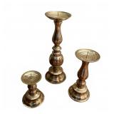 3 Brass Candlesticks, Made in India