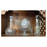 Clear Glass Decanters & Brandy Snifter
