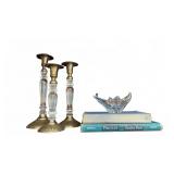 Brass & Glass Candlesticks, India, Plus Arted