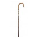 Wooden Walking Stick With Metal Badges