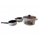 Enamelware Cookware with Floral Motifs