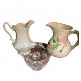 Lenox & Franciscan Pitchers, Hand-Painted Bow