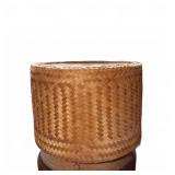 Handwoven Bamboo Basket with Geometric Lid
