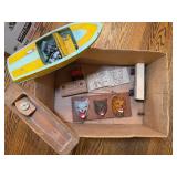 Wooden Toy Boat, Car & Carved Animal Masks