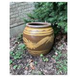 Brown Glazed Ceramic Jar with Dragon Motif