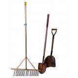 Garden Rake & Two Shovels