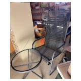 Metal Mesh Patio Rocking Chair & Glass-Top Table