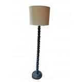 Turned Wood Floor Lamp with Fabric Shade