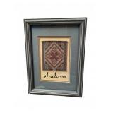 Framed Shalom Needlepoint Textile Art