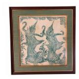 Thai Mythological Dancer Block Print Art