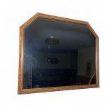 Geometric Inlaid Wood Framed Wall Mirror