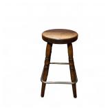 Wood Bar Stool with Metal Footrest