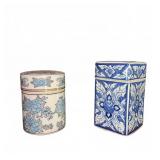 Hand Painted & Blue Ceramic Jars- Goldimari