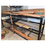 Metal Wood Rack With Assorted Wood & Contents