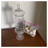 Clear Glass Apothecary Jar and Seashells
