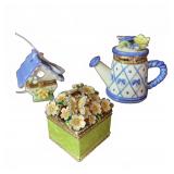 3 Floral Garden Trinket Boxes