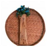 Woven Basket Wall Decor with Floral Insert