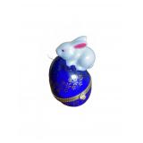 Andrea by Sadek Blue Glass Egg Box with Bunny
