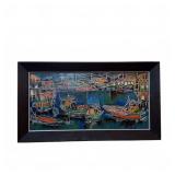Framed Southeast Asian Batik River Scene