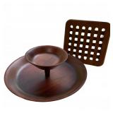 Mid-Century Thai Teak Tidbit Tray & Trivet
