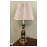 Vintage Brass Table Lamp With Pleated Shade