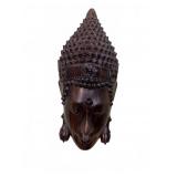 Hand-Carved Wooden Buddha Head Wall Mask