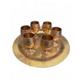 Vintage Brass Goblets & Tray Set