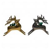 Brass & Silver Tone Stylized Reindeer Pair