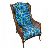 Wicker & Cane High-Back Armchair With Blue 70
