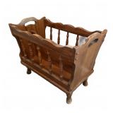Wood Magazine Rack with Spindle Sides As-Is