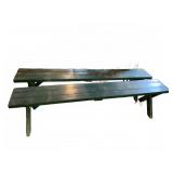 Green Wooden Picnic Table & 2 Benches