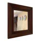 Dark Wood Wall Mirror with Deep Frame