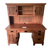 Wood Desk & Hutch with Storage Drawers
