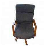 Upholstered Office Chair with Oak Arms & Base