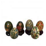 Floral Hand-Painted Decorative Eggs Set