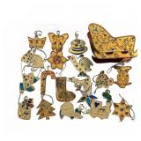 MCM Gold Gilt Jeweled Holiday Ornaments Set