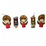 Vintage Kokeshi-Inspired Angel & Soldier Orns