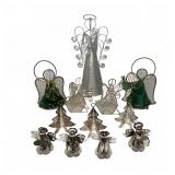 Metal & Glass Angel Figurines Set