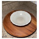 Metlox Poppytrail Ceramic Bowl & Wooden Tray