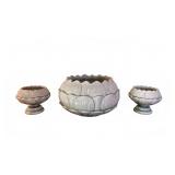 Thai Celadon Lotus Motif Bowl & Vases