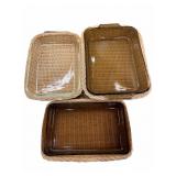 Glass Baking Dishes With Woven Basket Holders