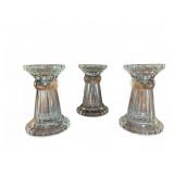 Faceted Clear Glass Candle Holders Trio